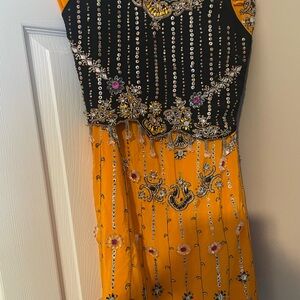 Embellished Black and Orange Dress